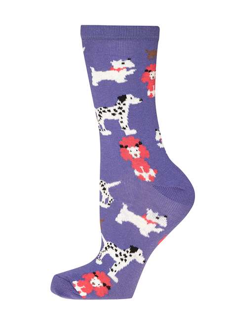Purple Dog Print Ankle Socks